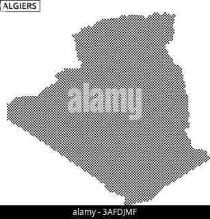 Une représentation créative d'Alger avec un motif en pointillés met en valeur le contour distinct de la ville sur un fond clair. Illustration de Vecteur