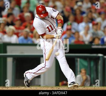 8 juillet 2012 - Washington, DC, États-Unis - le troisième joueur des Nationals de Washington Ryan Zimmerman (11 ans) s'oppose aux Cubs de Chicago en troisième manche au Nationals Park à Washington, DC, le mercredi 5 septembre 2012. (Crédit image : © Chuck Myers/MCT/ZUMAPRESS.com) Banque D'Images