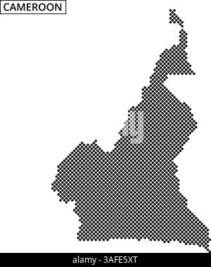Une carte du Cameroun esquissée en Dots met en évidence ses caractéristiques géographiques uniques et ses frontières régionales. Illustration de Vecteur