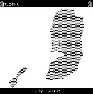 Cette œuvre présente un contour pointillé de la Palestine, mettant en valeur sa géographie distincte de manière créative. Illustration de Vecteur