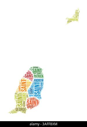 Nuage de mots de la région de Grenade. Forme campagnarde. Grenade illustration colorée. Nuage de collage de noms de région. Illustration vectorielle. Illustration de Vecteur