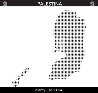 Cette œuvre présente un contour pointillé de la Palestine, mettant en valeur sa géographie distincte de manière créative. Illustration de Vecteur