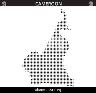 Une carte du Cameroun esquissée en Dots met en évidence ses caractéristiques géographiques uniques et ses frontières régionales. Illustration de Vecteur