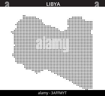 Une carte détaillée décrivant les caractéristiques géographiques de la Libye, mettant en évidence ses frontières et ses zones importantes, en mettant l'accent sur la représentation physique. Illustration de Vecteur