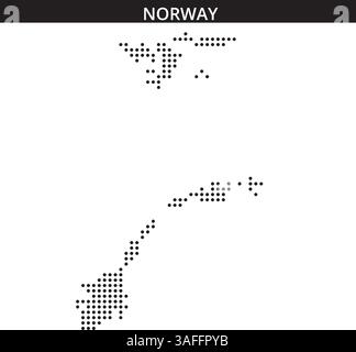 Une représentation visuelle de la Norvège utilisant un motif en pointillés sur un fond abstrait, soulignant sa géographie unique. Illustration de Vecteur