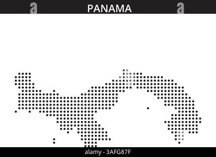 Ce graphique présente une représentation pointillée de la carte du Panama, mettant en valeur sa forme distinctive avec une esthétique simple et moderne. Illustration de Vecteur