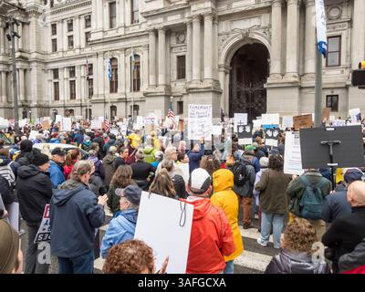 Manifestation anti-Trump marche et rassemblement, Philadelphie Pennsylvanie États-Unis Banque D'Images