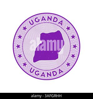 Vecteur badge rond Ouganda. Timbre rond de pays avec la forme de l'Ouganda, isolines et nom de pays circulaire. Emblème étonnant. Illustration vectorielle créative. Illustration de Vecteur