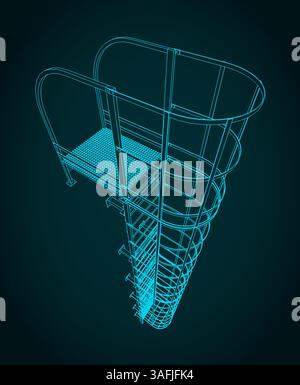 Illustration vectorielle stylisée de l'évasion d'incendie en gros plan Illustration de Vecteur