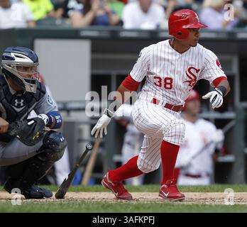 3 juin 2012 - Chicago, il, USA - Chicago White Sox Shorter Stop Eduardo Escobar (38) en quatrième manche contre les Mariners de Seattle au U.S. Cellular Field à Chicago, Illinois, le dimanche 3 juin 2012. (Crédit image : © JosÃ© M. Osorio/Chicago Tribune/MCT/ZUMAPRESS.com) Banque D'Images