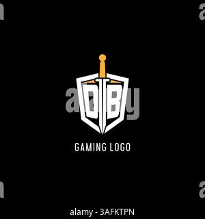 Lettre DB logo avec bouclier et graphique vectoriel d'inspiration de conception d'épée Illustration de Vecteur