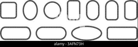 Monture avec dentelle festonnée. Bordure d'arête avec motif. Ensemble d'ornements géométriques vectoriels isolés sur fond blanc. Illustration de Vecteur