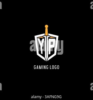 Lettre YP logo avec bouclier et graphique vectoriel d'inspiration de conception d'épée Illustration de Vecteur