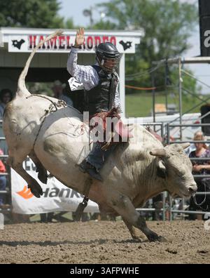 2012 juil 07 : Garrett Hinds of Buffalo, MO chevauche Baby Huey pendant ...
