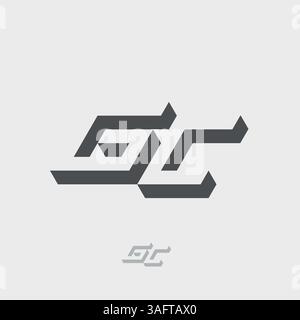 Lettre GC ou CG initial créatif 3d style abstrait unique logo monogramme moderne Illustration de Vecteur