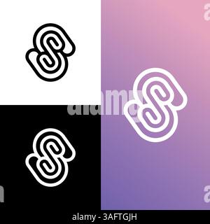 Unique, moderne, géométrique, créatif, élégant modèle de marque de logo de lettre. Logo S monogramme. Icône vectorielle. Illustration de Vecteur
