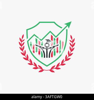 Modèle de logo d'icône d'éducation commerciale. Croissance financière. Illustration de Vecteur