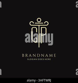 Logo CP monogramme moderne de luxe pour cabinet d'avocats avec graphique vectoriel de style de conception d'icône de pilier Illustration de Vecteur