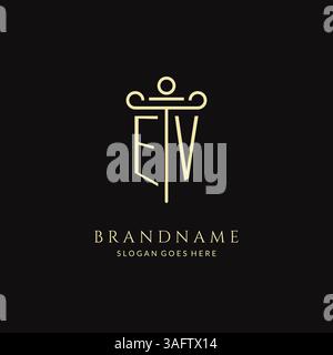 Logo EV monogramme moderne de luxe pour cabinet d'avocats avec graphique vectoriel de style de conception d'icône de pilier Illustration de Vecteur