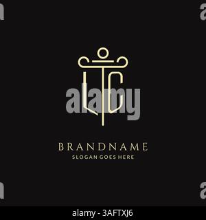 Logo LC monogramme moderne de luxe pour cabinet d'avocats avec graphique vectoriel de style de conception d'icône de pilier Illustration de Vecteur