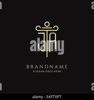 Logo monogramme moderne de luxe JA pour cabinet d'avocats avec graphique vectoriel de style de conception d'icône de pilier Illustration de Vecteur
