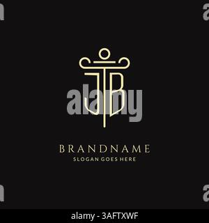 Logo JB monogramme moderne de luxe pour cabinet d'avocats avec graphique vectoriel de style de conception d'icône de pilier Illustration de Vecteur