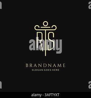 Logo RS monogramme moderne de luxe pour cabinet d'avocats avec graphique vectoriel de style de conception d'icône de pilier Illustration de Vecteur