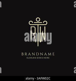 Logo RW monogramme moderne de luxe pour cabinet d'avocats avec graphique vectoriel de style de conception d'icône de pilier Illustration de Vecteur