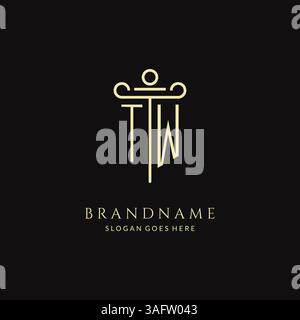 Logo TW monogramme moderne de luxe pour cabinet d'avocats avec graphique vectoriel de style de conception d'icône de pilier Illustration de Vecteur