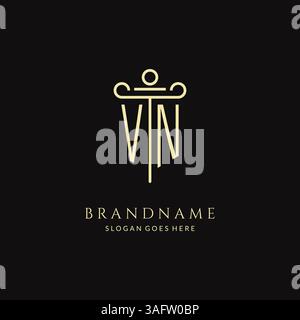 Logo VN monogramme moderne de luxe pour cabinet d'avocats avec graphique vectoriel de style de conception d'icône de pilier Illustration de Vecteur
