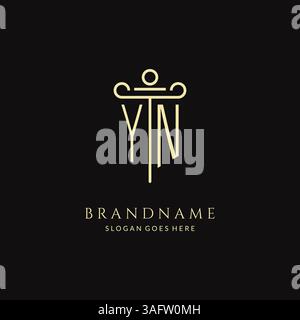 Logo YN monogramme moderne de luxe pour cabinet d'avocats avec graphique vectoriel de style de conception d'icône de pilier Illustration de Vecteur