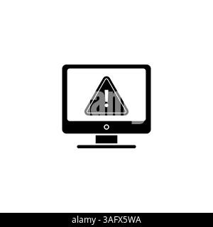 icône de moniteur avec un point d'exclamation noir sur fond blanc, erreur ou panne logicielle Illustration de Vecteur