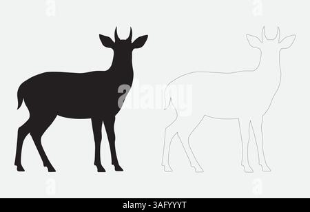 Illustration d'art vectoriel silhouette de cerf isolé sur fond blanc Illustration de Vecteur