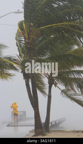 26 août 2012 - Key West, FL, USA - Une personne s'aventure dans la tempête à Clarence Higgs Beach cet après-midi alors que la tempête tropicale Isaac frappe Key West, Floride, le dimanche 26 août 2012. (Crédit image : © Walter Michot/Miami Herald/MCT/ZUMAPRESS.com) Banque D'Images