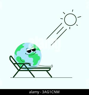 Illustration de la terre sur la plage avec des lunettes de soleil Illustration de Vecteur