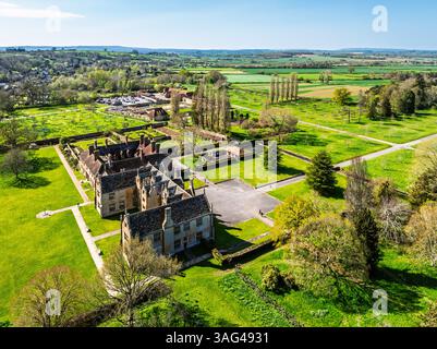 Barrington court and Gardens d'un drone, Ilminster, Somerset, Angleterre Banque D'Images