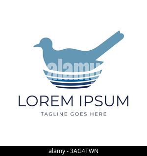 Canari Robin Dove Pigeon Bird Nest Brooding Silhouette Design Vector Illustration de Vecteur