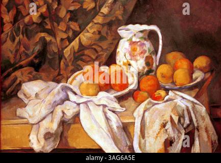 Paul Cézanne, nature morte, draperie, lanceur, et Coupe à