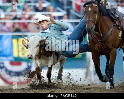 21 juin 2012 - Reno, Nevada, États-Unis - le lutteur Steer Kash Koester de Chandler, OK participe au Rodeo de Reno à Reno, Nevada, Nevada, États-Unis. (Crédit image : © Matt Cohen/ZUMAPRESS.com) Banque D'Images
