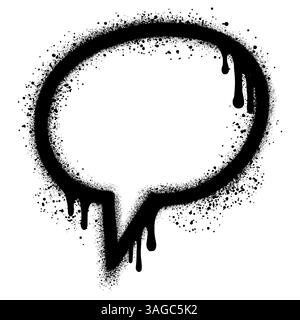 Icône de bulle vocale Graffiti pulvérisée. Symbole de bulle graffiti avec pulvérisation en noir sur blanc. Illustration vectorielle. Illustration de Vecteur