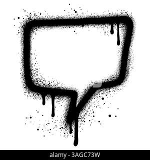 Icône de bulle vocale Graffiti pulvérisée. Symbole de bulle graffiti avec pulvérisation en noir sur blanc. Illustration vectorielle. Illustration de Vecteur