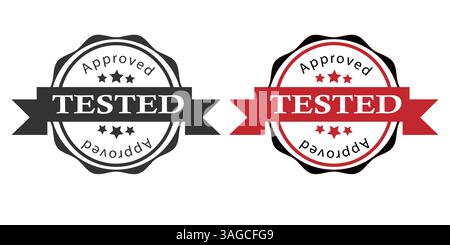 Jeu de tampons en caoutchouc approuvé testé vintage Illustration de Vecteur