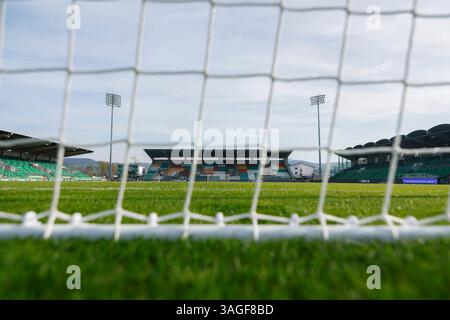 8 avril 2025 ; Tallaght Stadium, Dublin, Irlande : Women Nations League International Football, République d'Irlande contre Grèce ; Une vue du terrain du Tallaght Stadium avant le coup d'envoi Banque D'Images