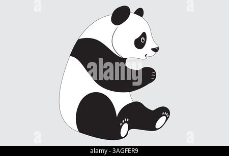 Illustration de dessin animé mignon panda dessinée à la main sur fond blanc Illustration de Vecteur