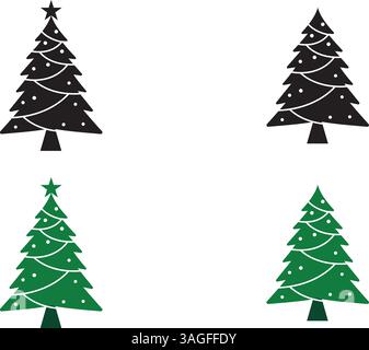 Art vectoriel d'arbre de noël dessiné à la main Illustration de Vecteur