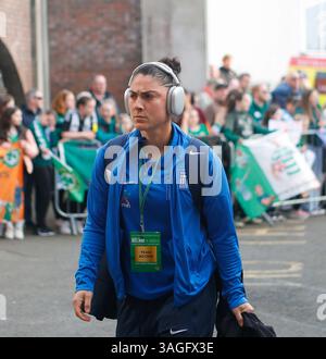 8 avril 2025 ; stade de Tallaght, Dublin, Irlande : Ligue des Nations femmes International de football, République d'Irlande contre Grèce ; l'équipe grecque arrive au stade de Tallaght Banque D'Images