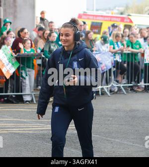 8 avril 2025 ; stade de Tallaght, Dublin, Irlande : Ligue des Nations femmes International de football, République d'Irlande contre Grèce ; l'équipe grecque arrive au stade de Tallaght Banque D'Images