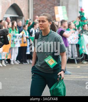 8 avril 2025 ; stade de Tallaght, Dublin, Irlande : Ligue des Nations femmes International de football, République d'Irlande contre Grèce ; l'équipe irlandaise arrive au stade de Tallaght Banque D'Images