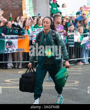 8 avril 2025 ; stade de Tallaght, Dublin, Irlande : Ligue des Nations femmes International de football, République d'Irlande contre Grèce ; l'équipe irlandaise arrive au stade de Tallaght Banque D'Images