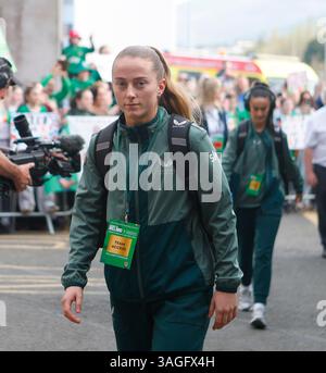 8 avril 2025 ; stade de Tallaght, Dublin, Irlande : Ligue des Nations femmes International de football, République d'Irlande contre Grèce ; l'équipe irlandaise arrive au stade de Tallaght Banque D'Images